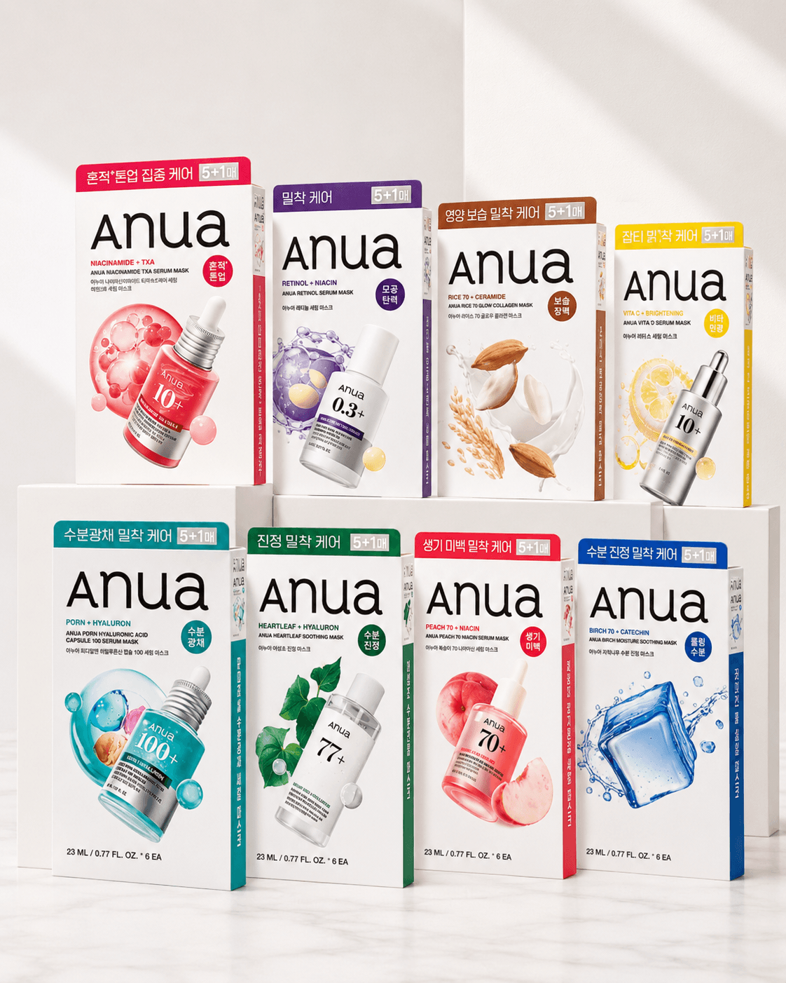 Anua Anua Sheet Mask Set 23ml / 0.77 fl. oz. × 6ea